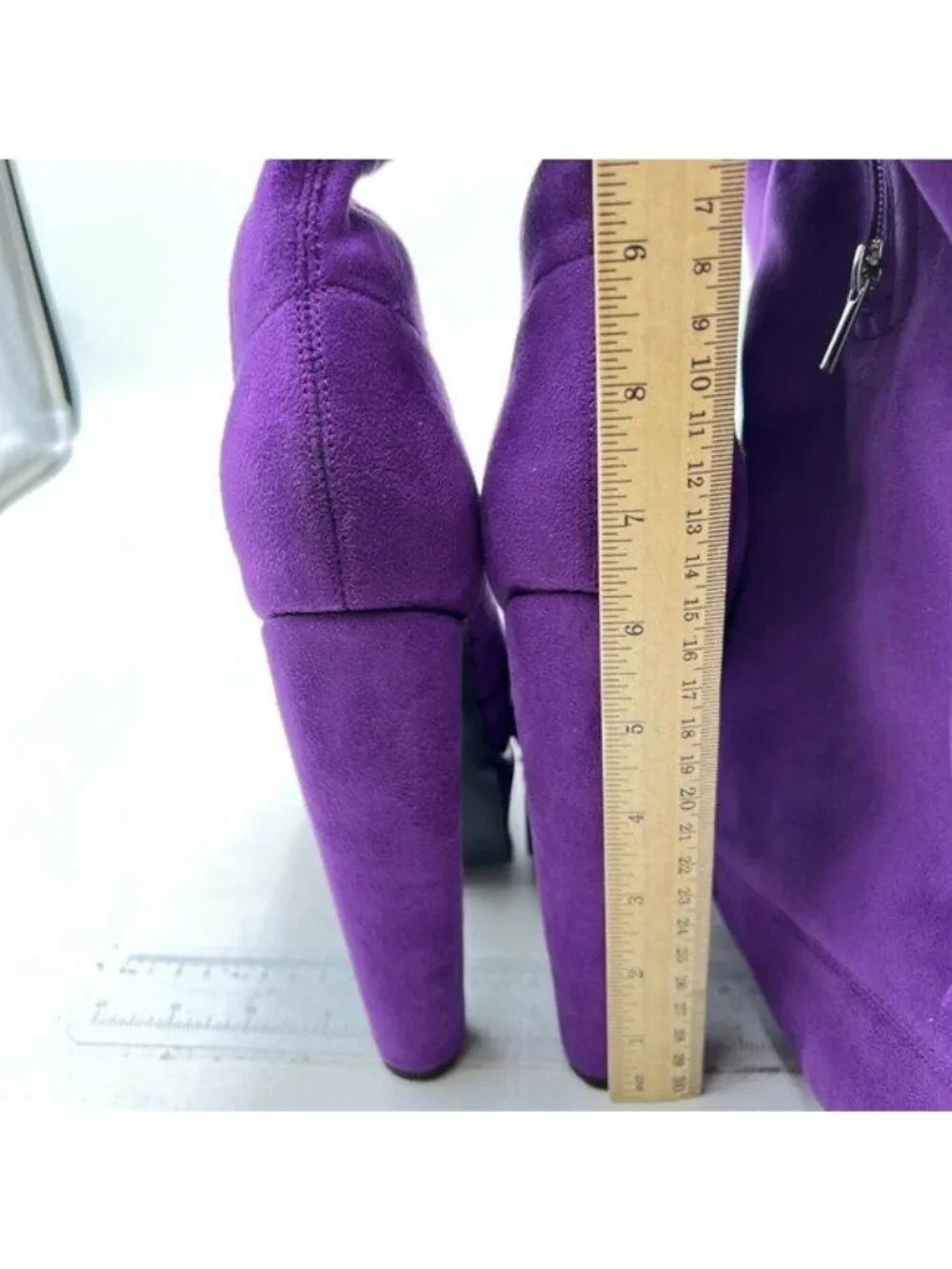 FSJ Sexy Thigh High Long Boots Over The Knee Platform Thick High Heel Purple